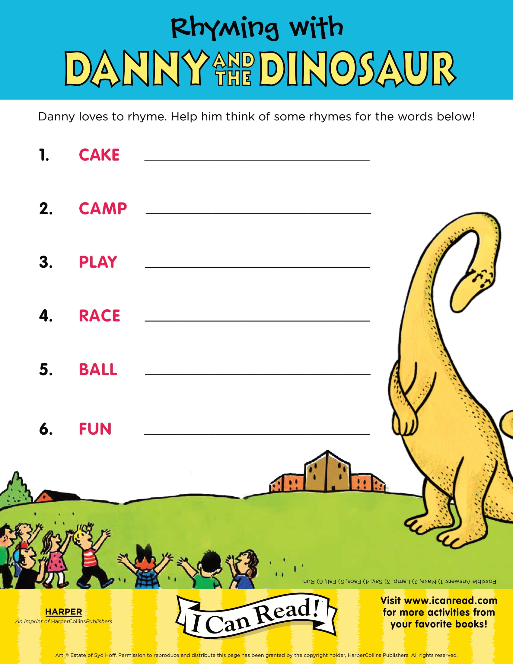Danny Diamond Rhyme Rhyming with Danny and the Dinosaur – icanread